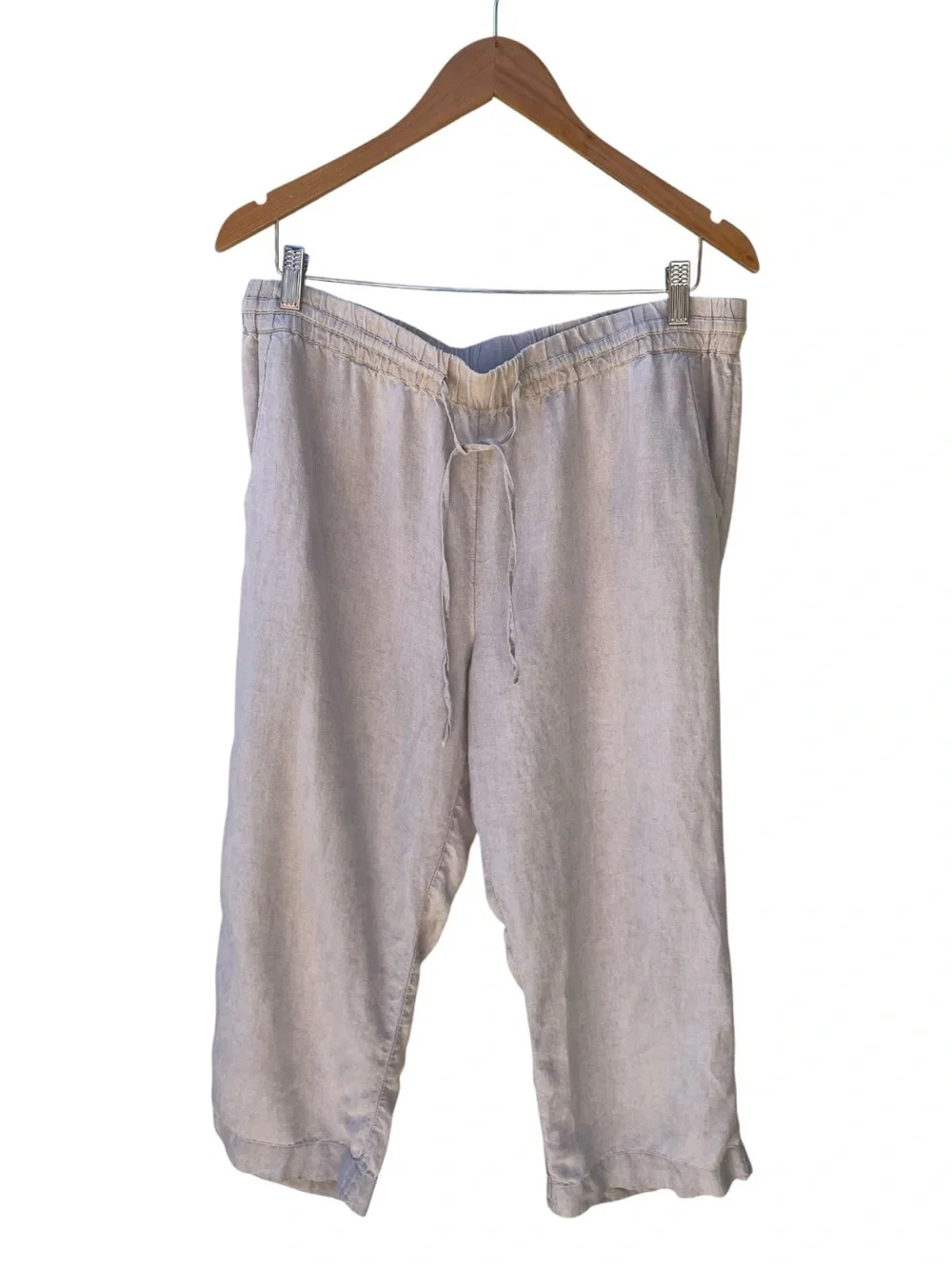 Charter Club Light Beige Drawstring Linen-Blend Joggers Sz Large